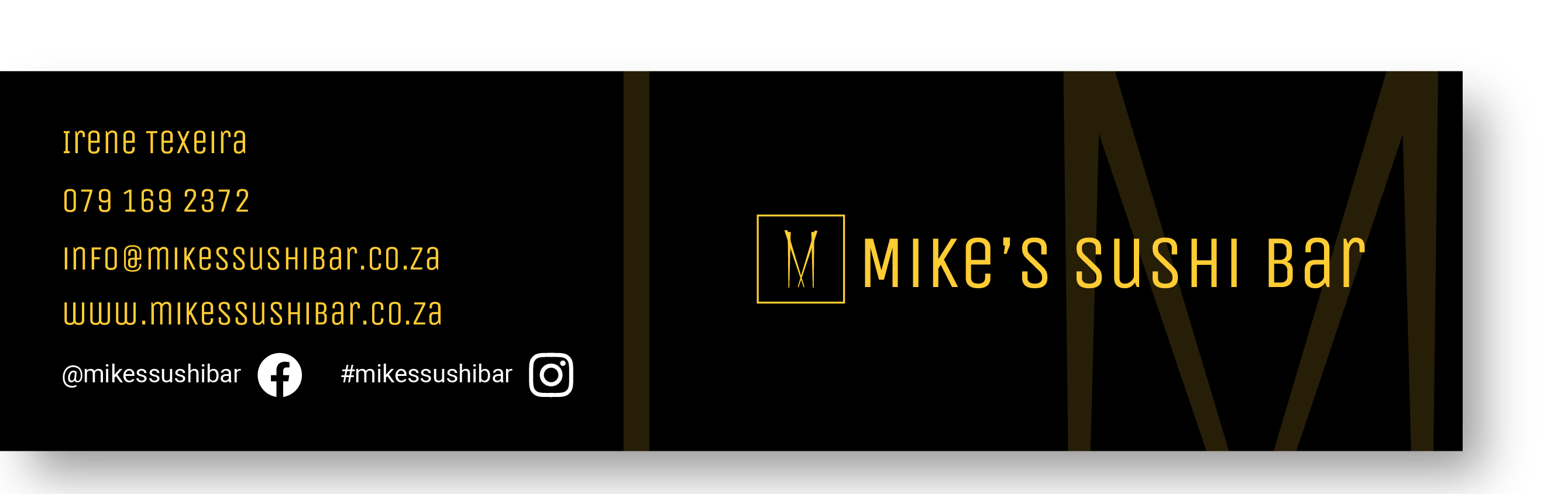 Email signature for Mike's Sushi Bar