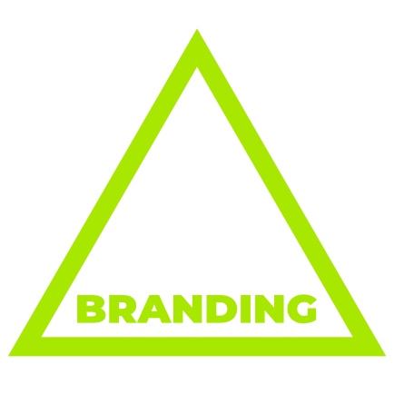 Arrow pointing up with the word  Branding typed inside