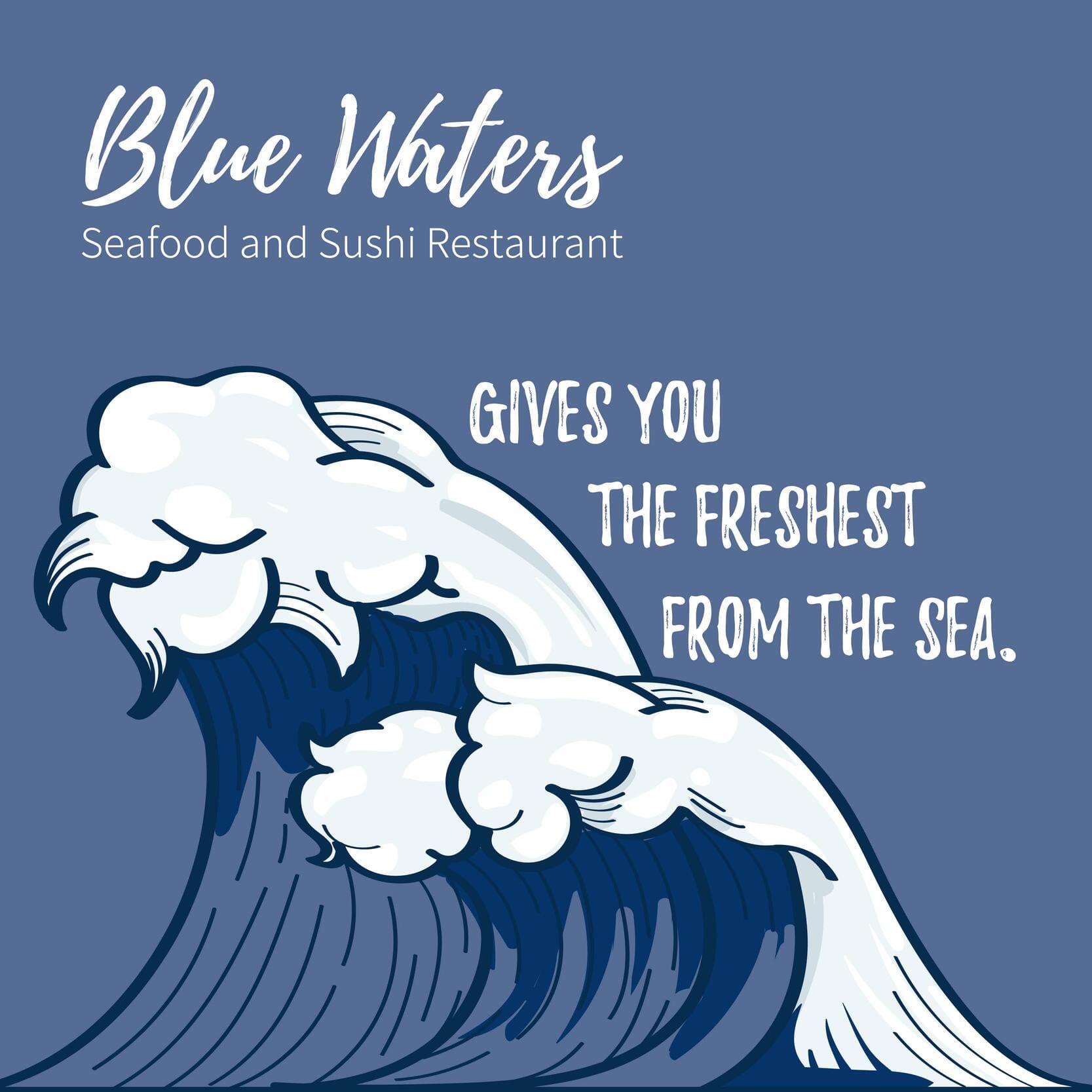 Custom Facebook post example from Blue Waters Restaurant