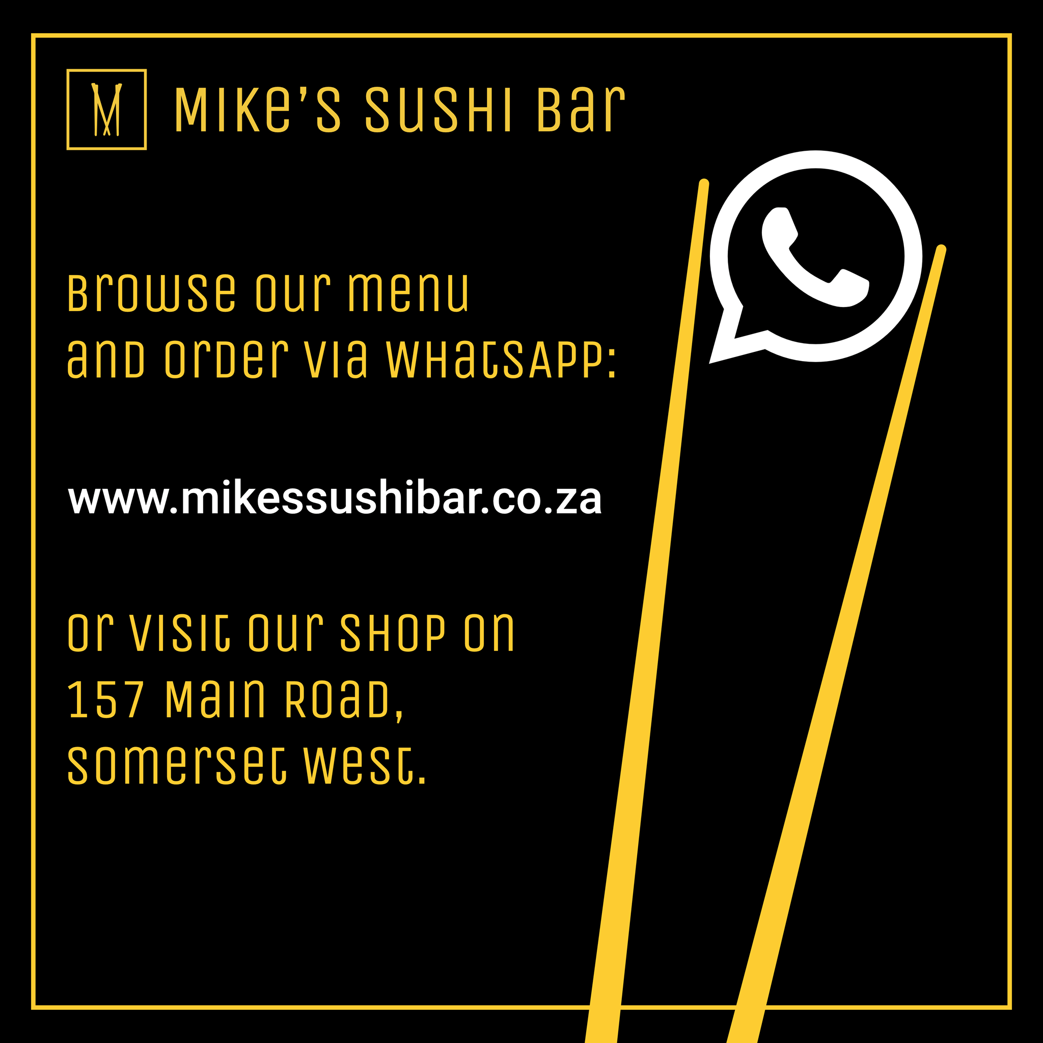 Custom Facebook post example for Mike's Sushi Bar